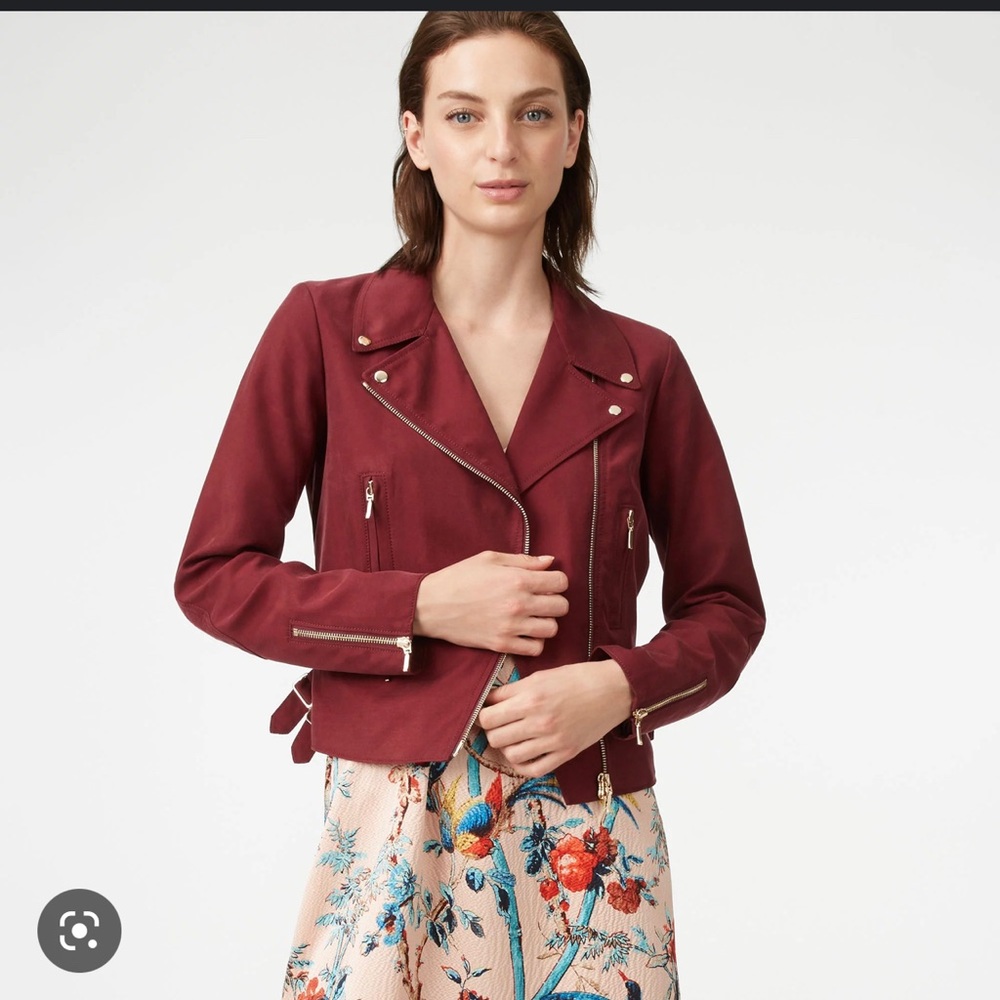 Club Monaco Maroon Leather Jacket